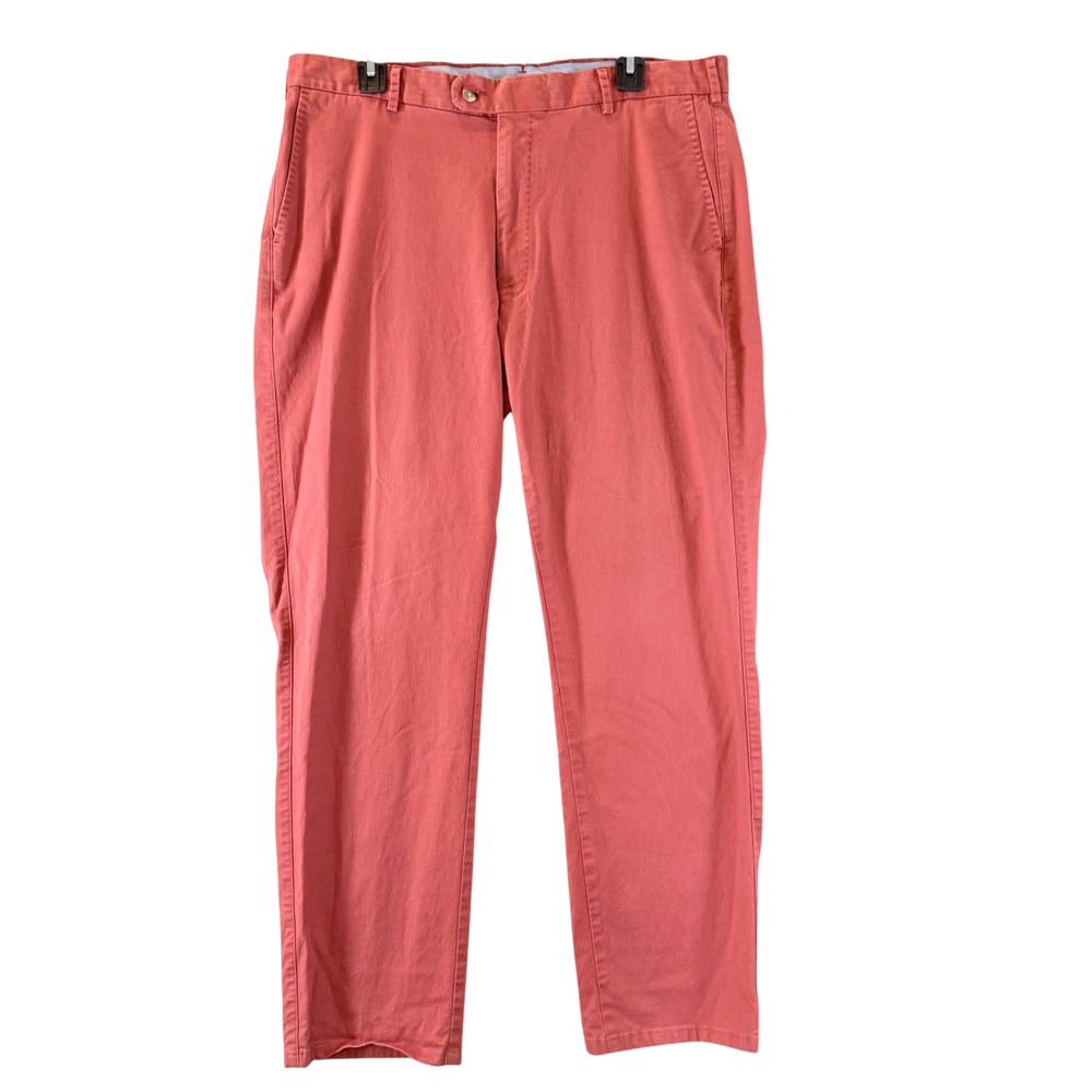Peter‎ Millar Chino Pants 36 FLAT FRONT Golf Casual Coral Pink Preppy Cotton
